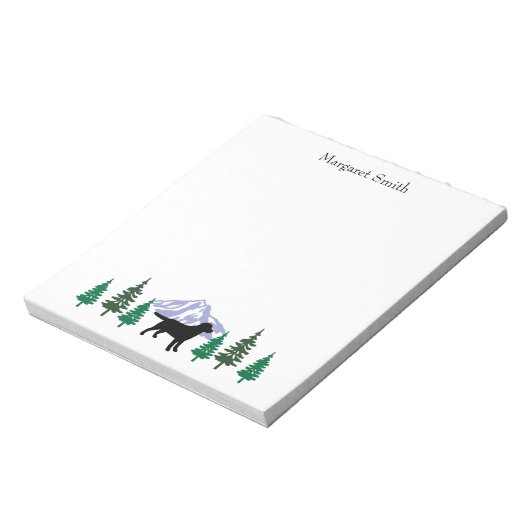 Black Labrador Kontur Evergreen Trees Notepad Notizblock (Rotiert)
