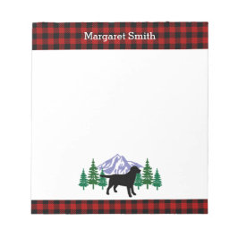 Black Labrador Kontur Evergreen Trees Notepad Notizblock