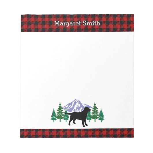 Black Labrador Kontur Evergreen Trees Notepad Notizblock (Vorderseite)