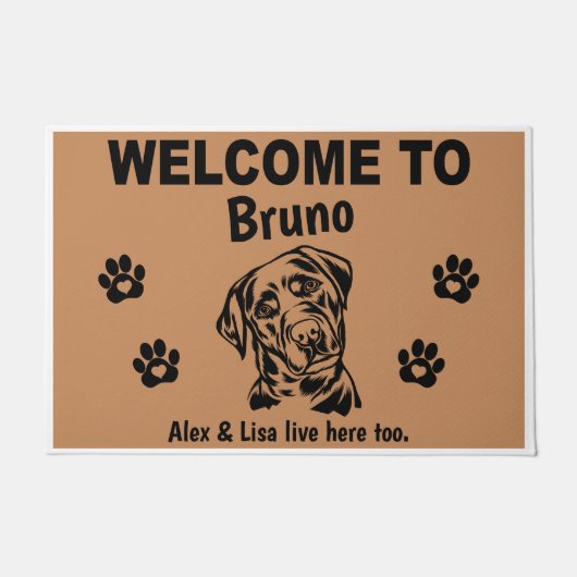 Black Labrador Lab Welcome Personalized Custom Fußmatte (Vorderseite)