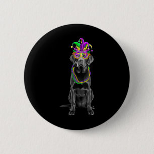 Black Labrador Mardi Gras Kostümperlen Maske Button