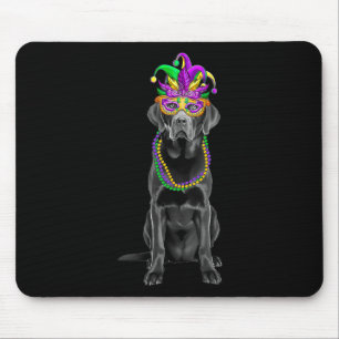 Black Labrador Mardi Gras Kostümperlen Maske Mousepad