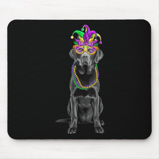 Black Labrador Mardi Gras Kostümperlen Maske Mousepad (Vorne)
