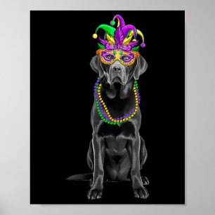 Black Labrador Mardi Gras Kostümperlen Maske Poster