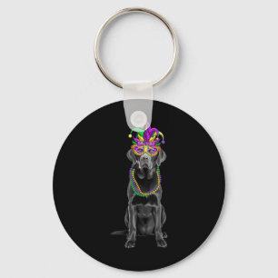 Black Labrador Mardi Gras Kostümperlen Maske Schlüsselanhänger
