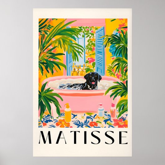 Black Labrador Matisse Print Funny Tropical Poster (Vorne)