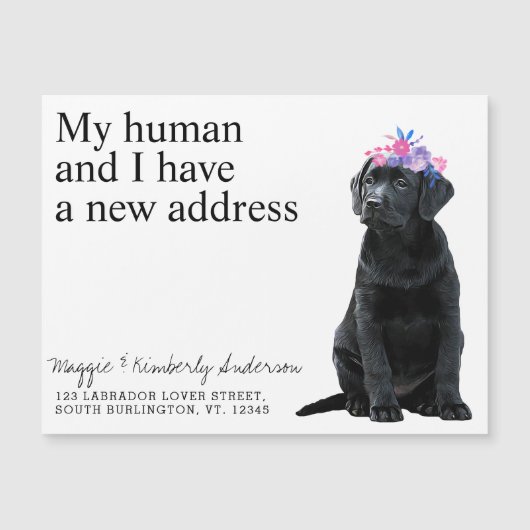 Black Labrador New Address Dog Moving Ankündigung (Vorderseite)