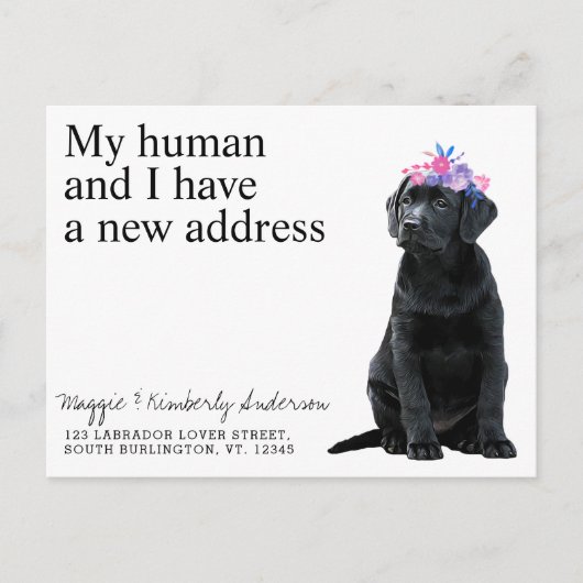 Black Labrador New Address Dog Moving Ankündigung Postkarte (Vorderseite)