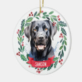 Black Labrador Personalisierter Niedlicher Weihnac Keramik Ornament (Links)