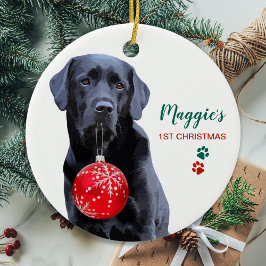 Black Labrador Personalized Cute Dog Christmas Keramik Ornament