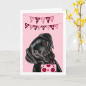 Black Labrador Pink Geburtstagskarte Karte (Gelbe Blume)