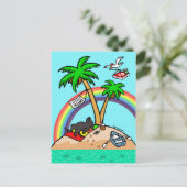 Black Labrador Postcard Vacation Island Postkarte (Stehend Vorderseite)