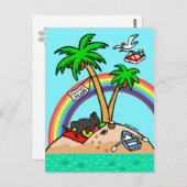 Black Labrador Postcard Vacation Island Postkarte (Vorne/Hinten)