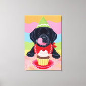 Black Labrador Puppy Birthday Cupcake Leinwanddruck (Vorderseite)