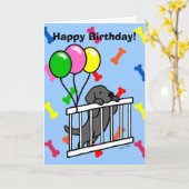 Black Labrador Puppy Cartoon Karte (Gelbe Blume)