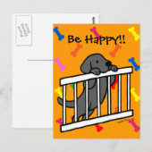 Black Labrador Puppy Cartoon Postkarte (Vorne/Hinten)