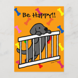 Black Labrador Puppy Cartoon Postkarte