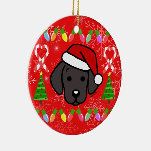 Black Labrador Puppy Christmas Pattern Keramikornament (Rechts)