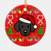 Black Labrador Puppy Christmas Pattern Keramikornament (Vorne)
