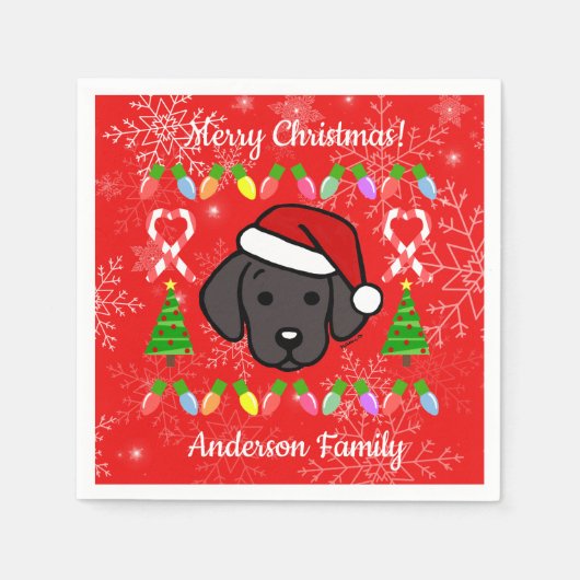 Black Labrador Puppy Christmas Pattern Serviette (Vorderseite)