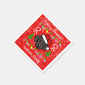 Black Labrador Puppy Christmas Pattern Serviette (Ecke)