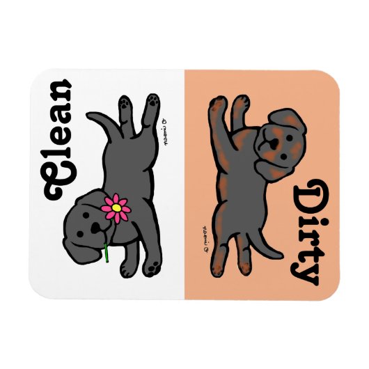 Black Labrador Puppy Clean / Geschirrspüler Magnet (Horizontal)