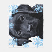 Black Labrador Puppy Dog Frohe Weihnachten Fleecedecke (Vorderseite)
