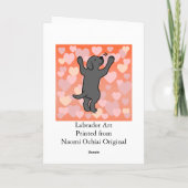 Black Labrador Puppy Hug Cartoon Herz Karte (Rückseite)