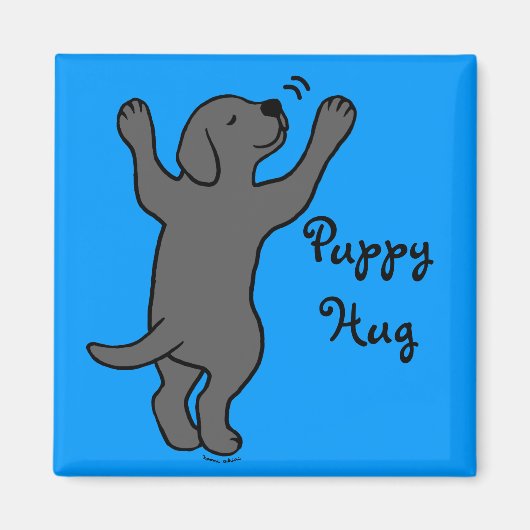 Black Labrador Puppy Hug Magnet (Vorne)