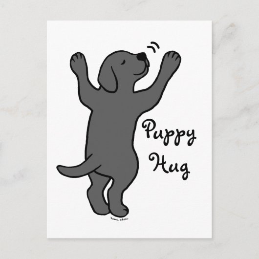 Black Labrador Puppy Hug Postkarte (Vorderseite)