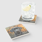 Black Labrador Puppy, maßgeschneiderte Hochzeitsge Steinuntersetzer (Seitenansicht)