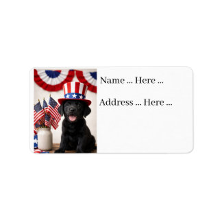 Black Labrador Puppy Patriotic Summer Party Adressaufkleber