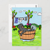 Black Labrador Puppy Pool Cartoon Postkarte (Vorne/Hinten)