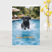 Black Labrador Puppy Pool Plunge | Cute Summer Karte (Gelbe Blume)