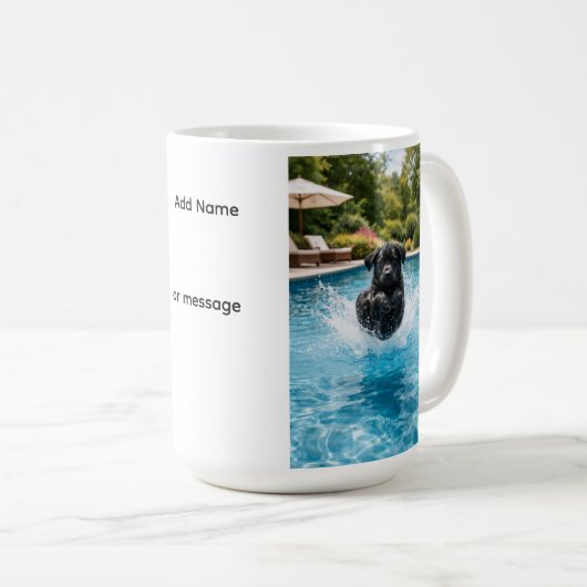 Black Labrador Puppy Pool Plunge Kaffeetasse (VorderseiteRechts)
