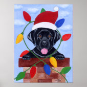 Black Labrador Puppy Santa Artwork Poster (Vorne)