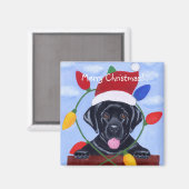 Black Labrador Puppy Santa Magnet (Vorderseite/Rückseite)