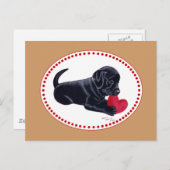 Black Labrador Puppy und Herz Postkarte (Vorne/Hinten)