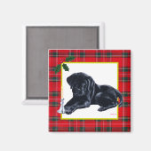 Black Labrador Puppy & Weihnachtsmannmütze Christm Magnet (Vorderseite/Rückseite)
