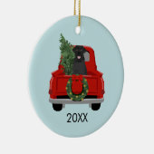 Black Labrador Red Christmas Truck Keramik Ornament (Rechts)