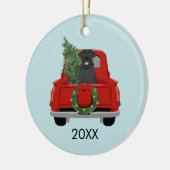Black Labrador Red Christmas Truck Keramik Ornament (Links)
