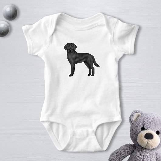 Black Labrador Retriever Adorable Cartoon Dog Art Baby Strampler
