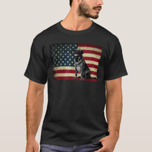 Black Labrador Retriever American Flag labra Anima T-Shirt