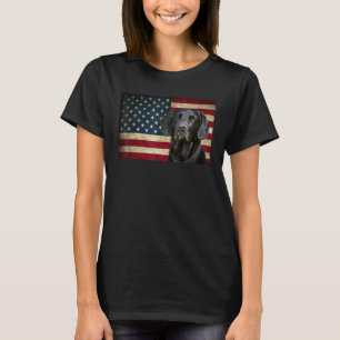 Black Labrador Retriever American Flag labra Anima T-Shirt