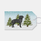 Black Labrador Retriever Blue Snowy Winterwald Geschenkanhänger (Vorderseite (Horizontal))