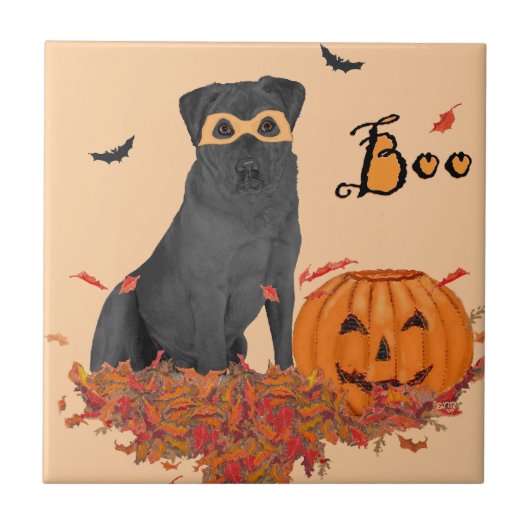 Black Labrador Retriever Boo! Fliese (Vorderseite)