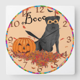Black Labrador Retriever Boo! Quadratische Wanduhr