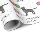 Black Labrador Retriever Cartoon Dog - Geburtstag Geschenkpapier (Rolleneckpunkt)