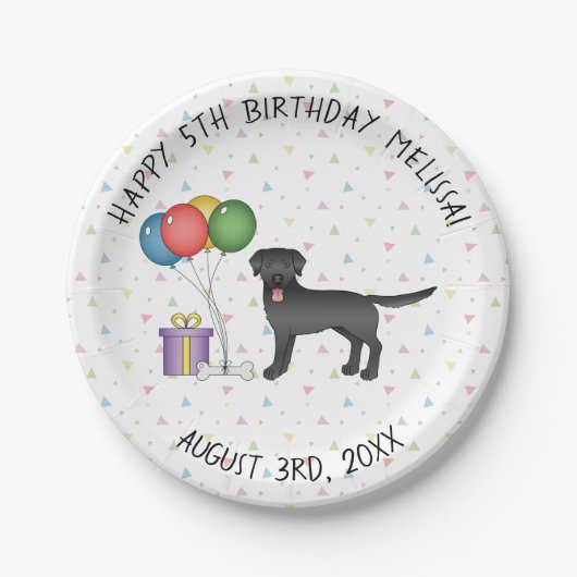 Black Labrador Retriever Cartoon Dog - Geburtstag Pappteller (Vorderseite)