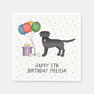 Black Labrador Retriever Cartoon Dog - Geburtstag Serviette